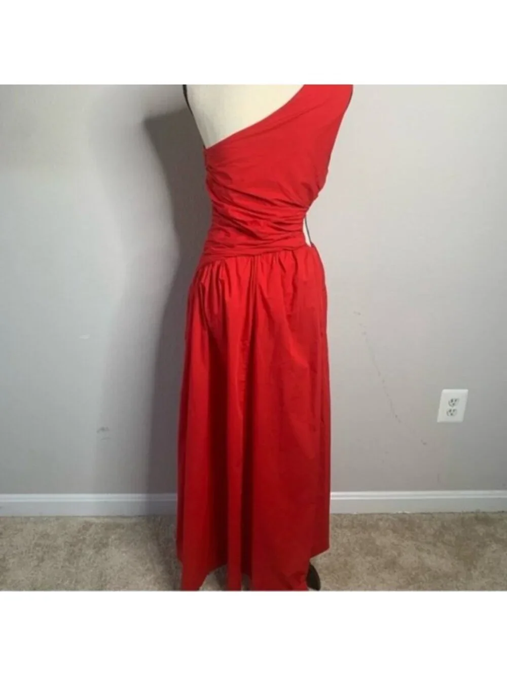 NWT Abercrombie & Fitch Red One-Shoulder Cutout Maxi Dress
